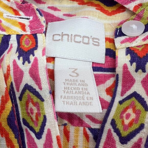 Chicos Geometric Print Button-Up Shirt Multicolor Size 3 - Picture 2 of 5